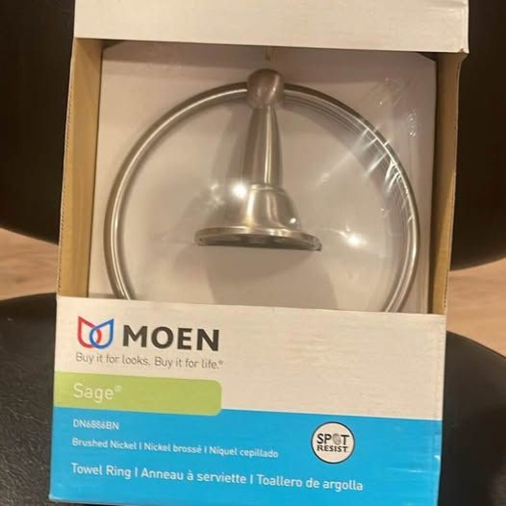 Moen Sage Brushed Nickel Towel Ring Brass